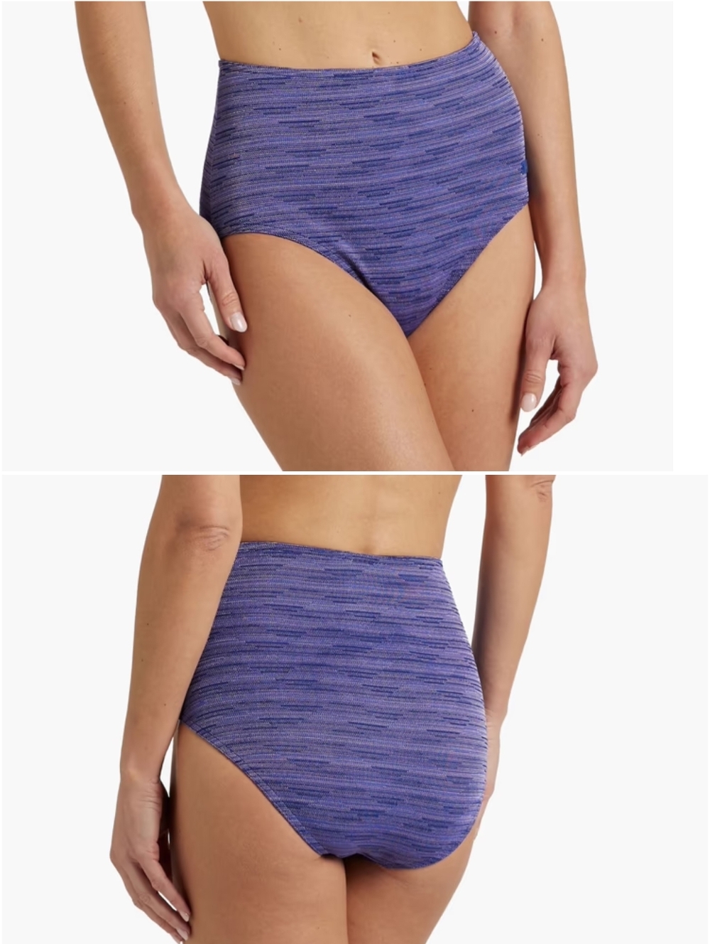 Zimmermann Stretch Knit High Rise Bikini Brief Bottoms Navy Marle 2/4